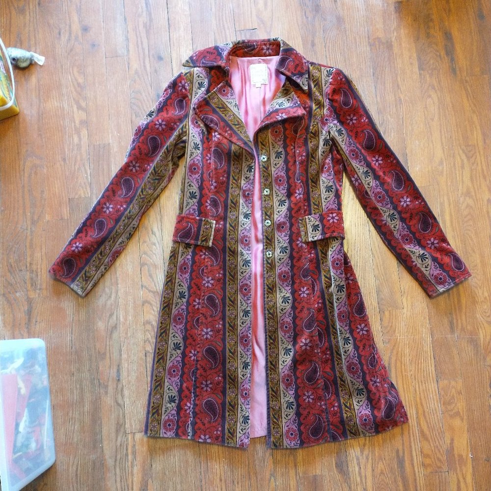 Nanette Lepore Paisley Velvet Coat Boho